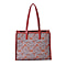 Designer Closeout- Fully Lined Jacquard Canvas PaisleyTote Bag with Zipper Closure and Handles - Tan