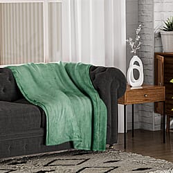 Velour Effect Warm Teddy Blanket (Size 152x127cm) - Green