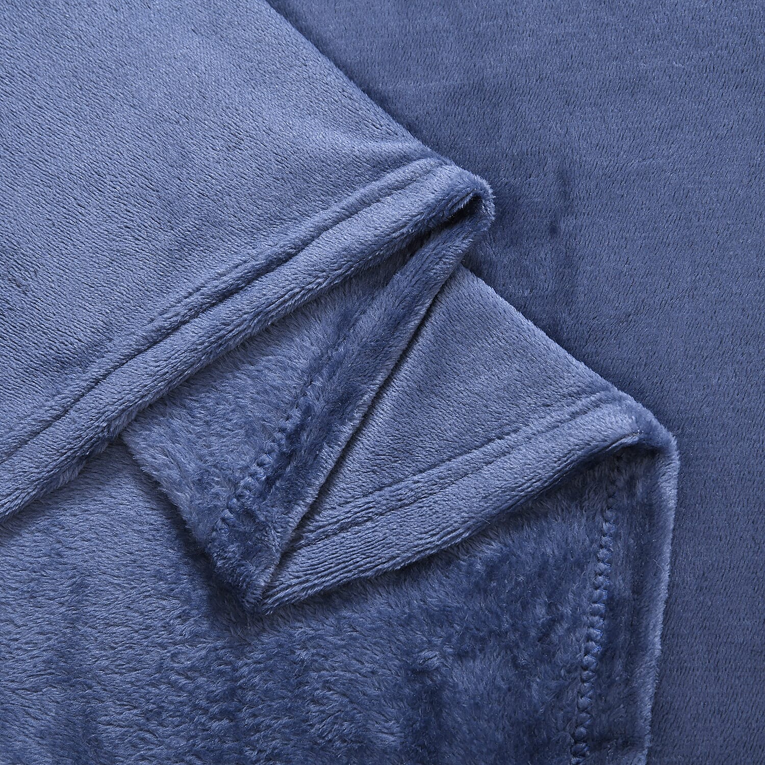 Duluxe Collection - Velour Effect Warm Teddy Blanket (Size 152x127cm) - Blue