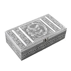 Butterfly Embossed Storage Box (Size 27x15x7 cm) - Silver