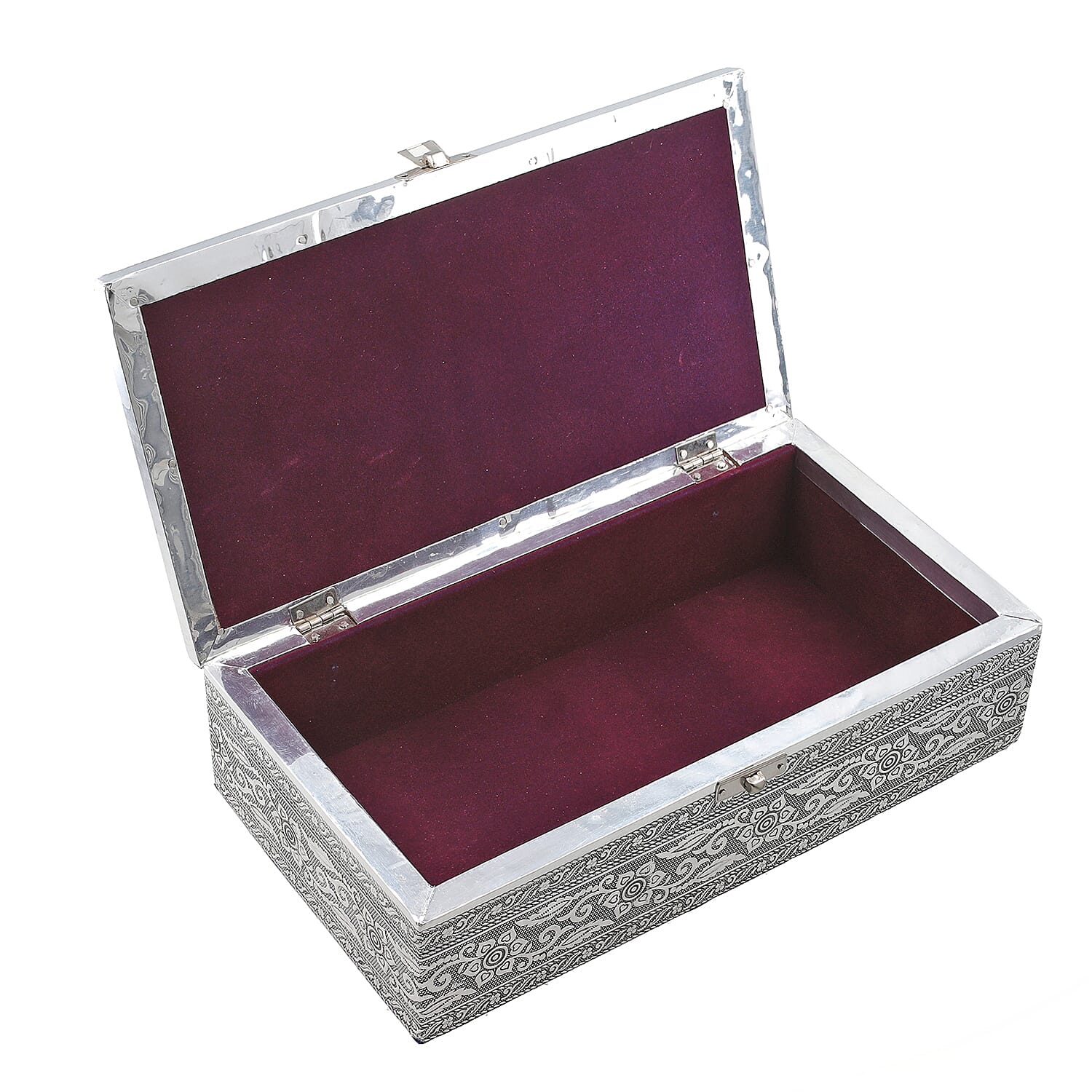 Butterfly Embossed Storage Box (Size 27x15x7 cm) - Silver