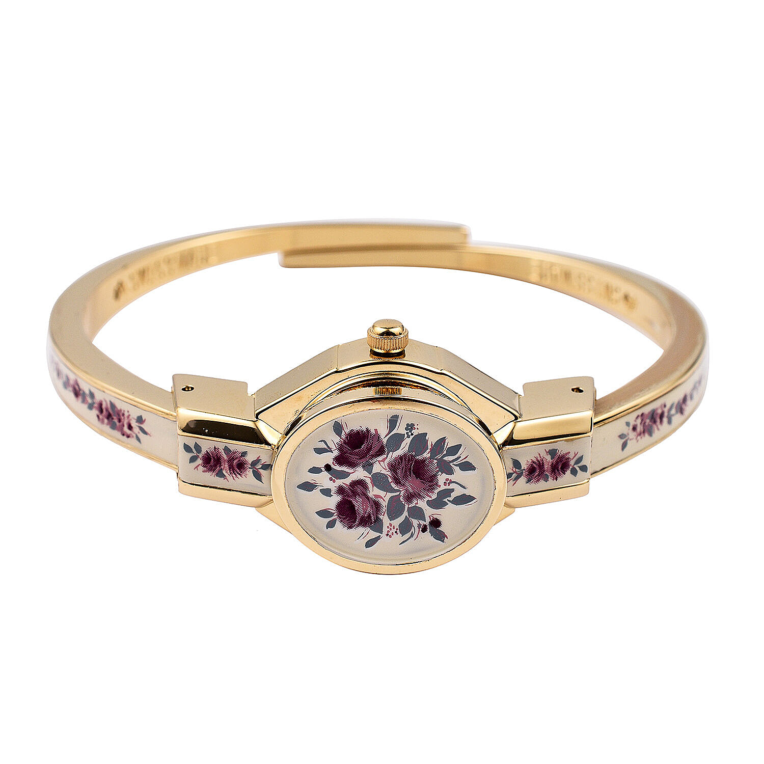Andre Mouche Swiss Floral Ladies Bangle Watch