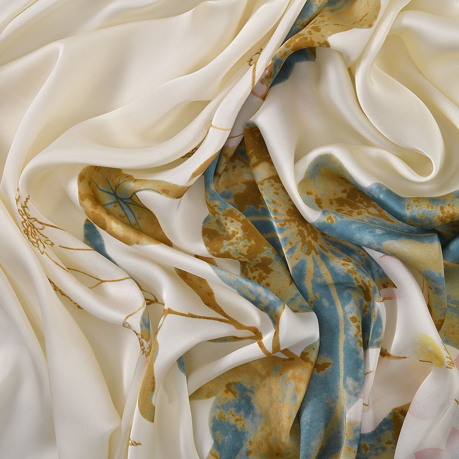 Embroidery Scarf with Flower Patten (Size 180x85 cm) - Green & White