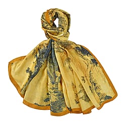 Embroidery Scarf with Flower Patten (Size 180x85 cm) - Green & White