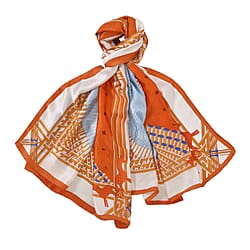 Embroidery Scarf with Flower Patten (Size 180x85 cm) - Green & White