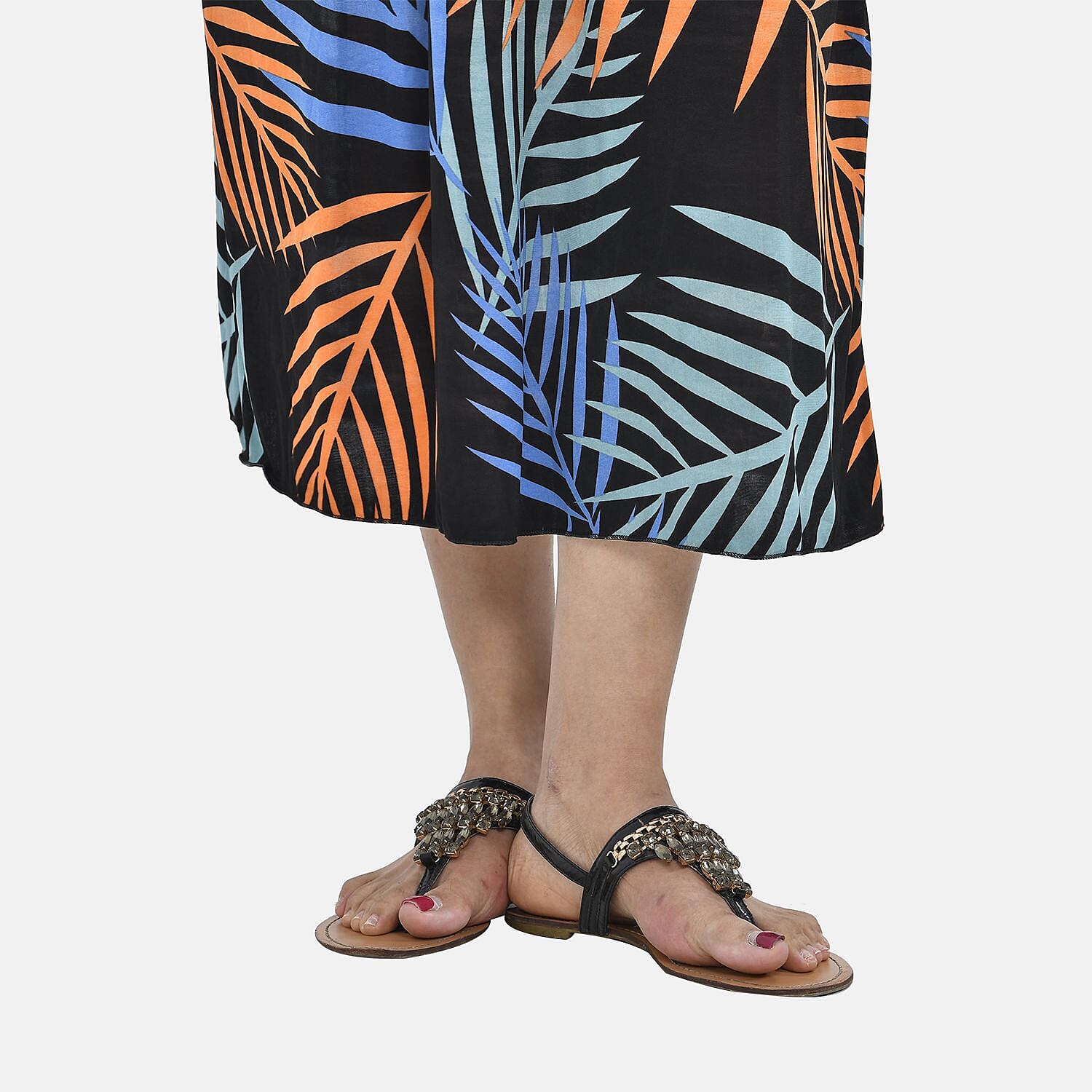 Tamsy Waist Maxi Dress with Flutter Sleeve (Size 125x30 cm) - Navy & Red