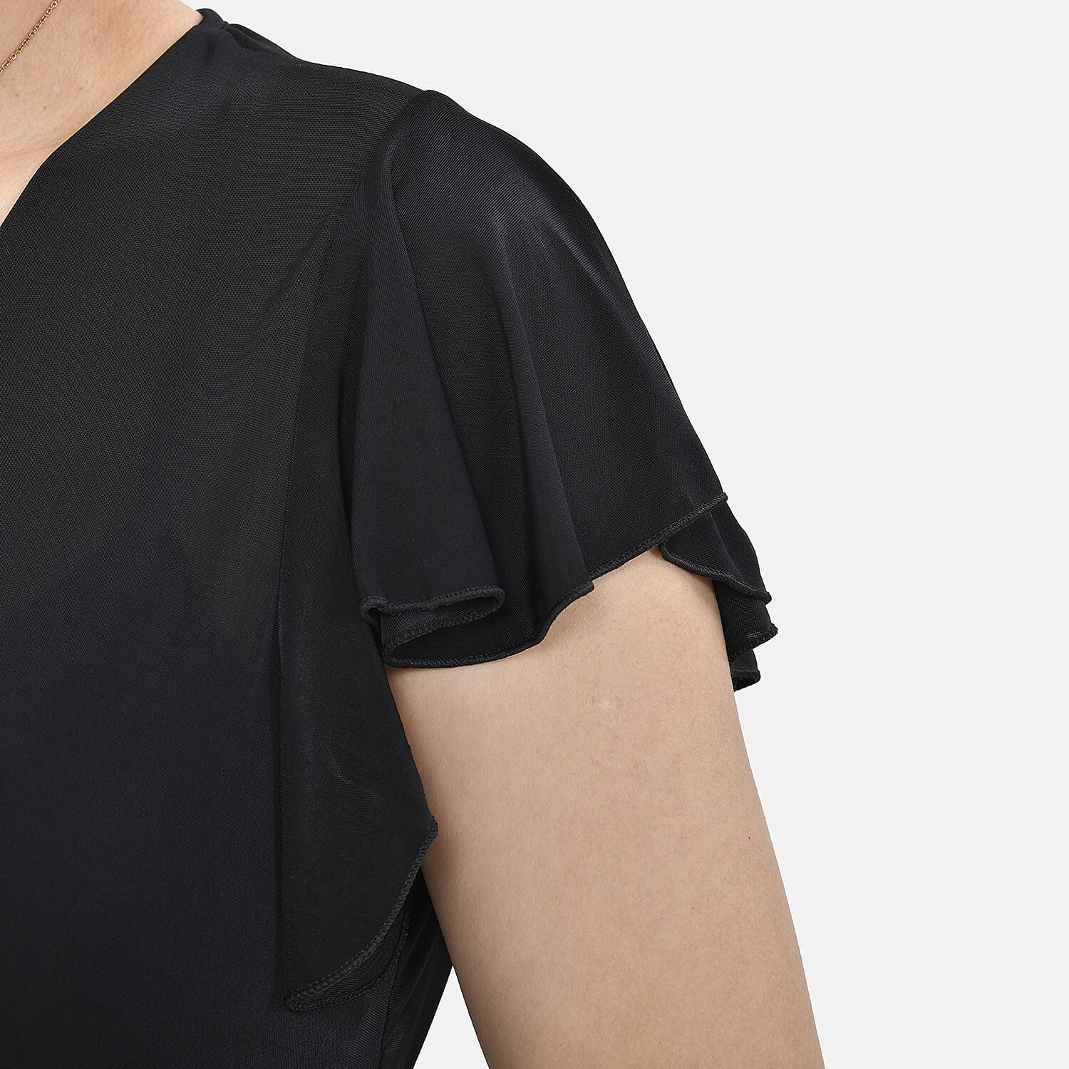 Tamsy Waist Maxi Dress with Flutter Sleeve (Size 125x30 cm) - Navy & Red