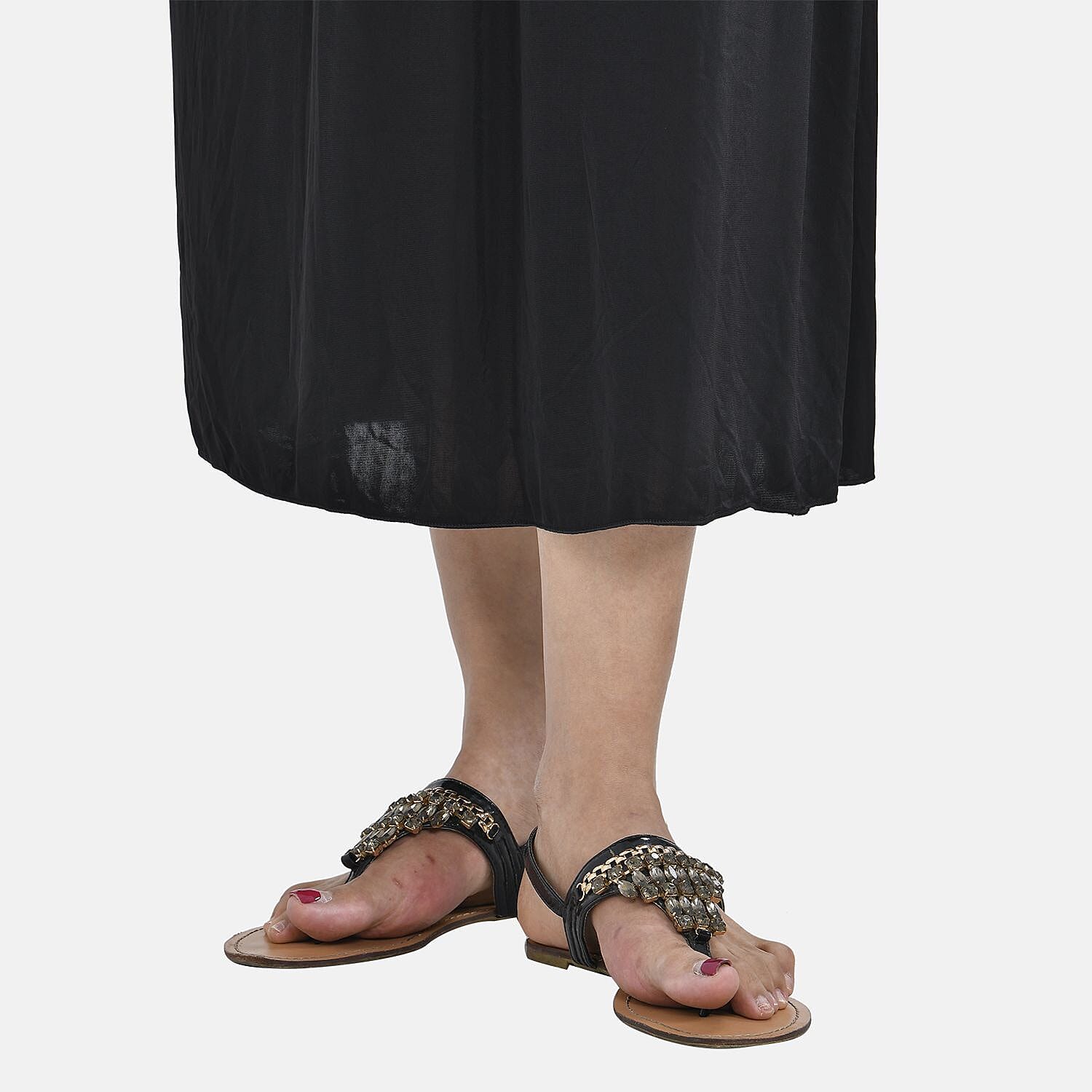 Tamsy Waist Maxi Dress with Flutter Sleeve (Size 125x30 cm) - Navy & Red