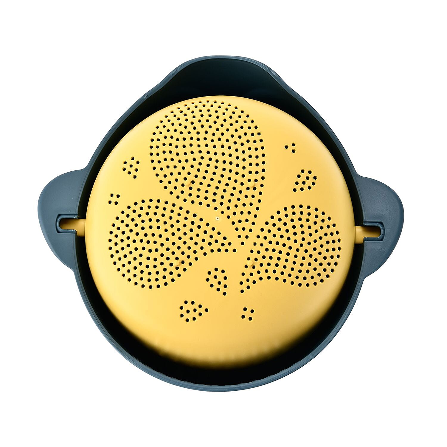 Flipping Double Layer Colander - 2 in 1 Bowl and Strainer - Filter, Wash, Strain, Rinse, Soak. Blue & Yellow