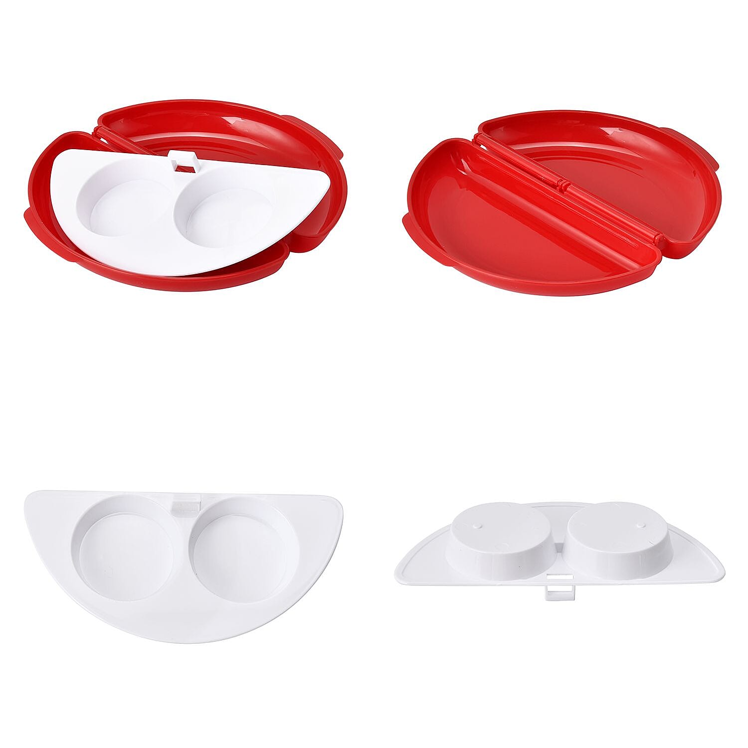 2x Microwave Omelette Maker or Poached Eggs Pan (Size 21x23x2 cm) - Red - White