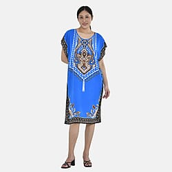 Closeout Deal - 100% Viscose Bohemian Pattern Kaftan (One Size 8-18) - Green & Black