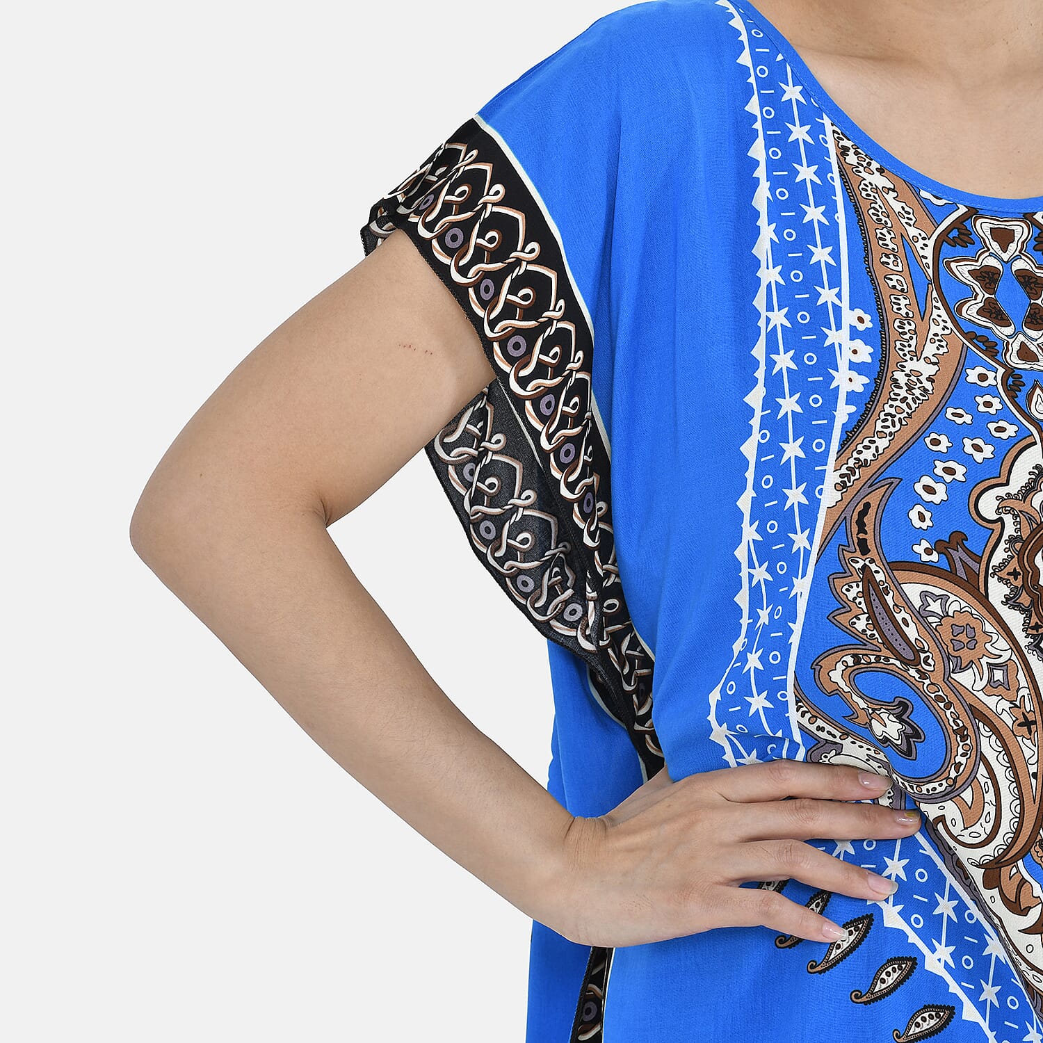 Closeout Deal - 100% Viscose Bohemian Pattern Kaftan (One Size 8-18) - Green & Black