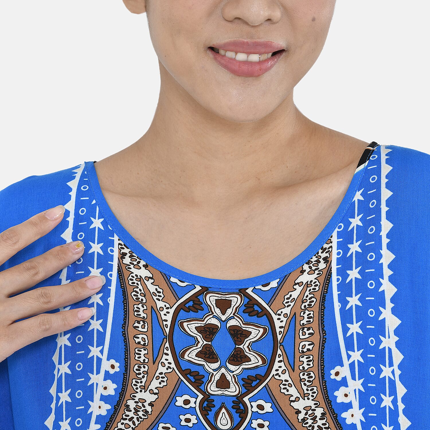 Closeout Deal - 100% Viscose Bohemian Pattern Kaftan (One Size 8-18) - Green & Black