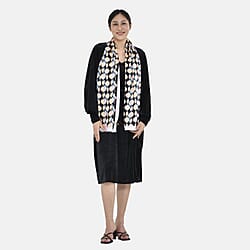 LA MAREY 100% Mulberry Silk Irregular Dot Pattern Scarf (Size 168x53 cm) - Black & Multicolor