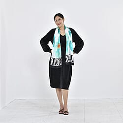 LA MAREY 100% Mulberry Silk Bloom Flower Pattern Scarf (Size 170x53 cm) - White and Multi