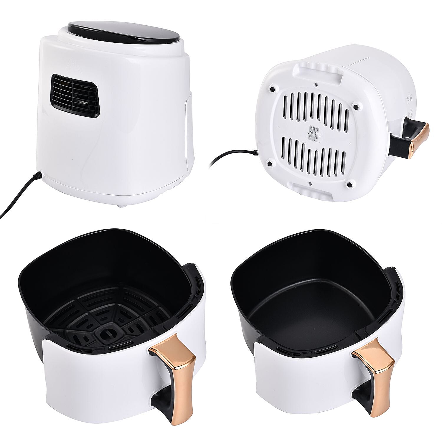 Digital Air Fryer, Roast, Reheat - Uses Little to No Oil, 8L, 10 Presets, (Size 30x26x25 cm) - White (1400wts)