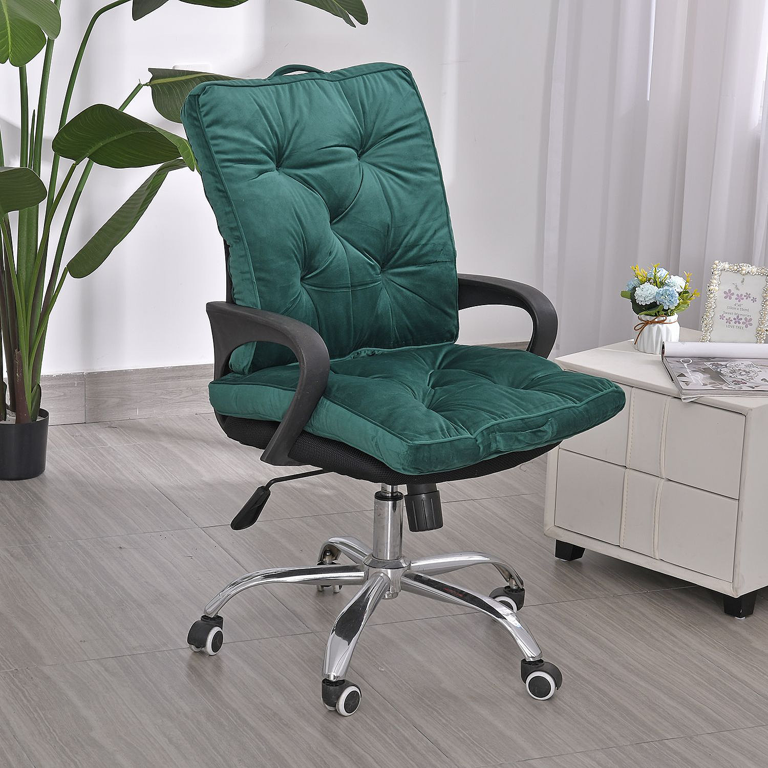 Back-Support-Armchair-Booster-Cushion-Size-50x8-cm-Green