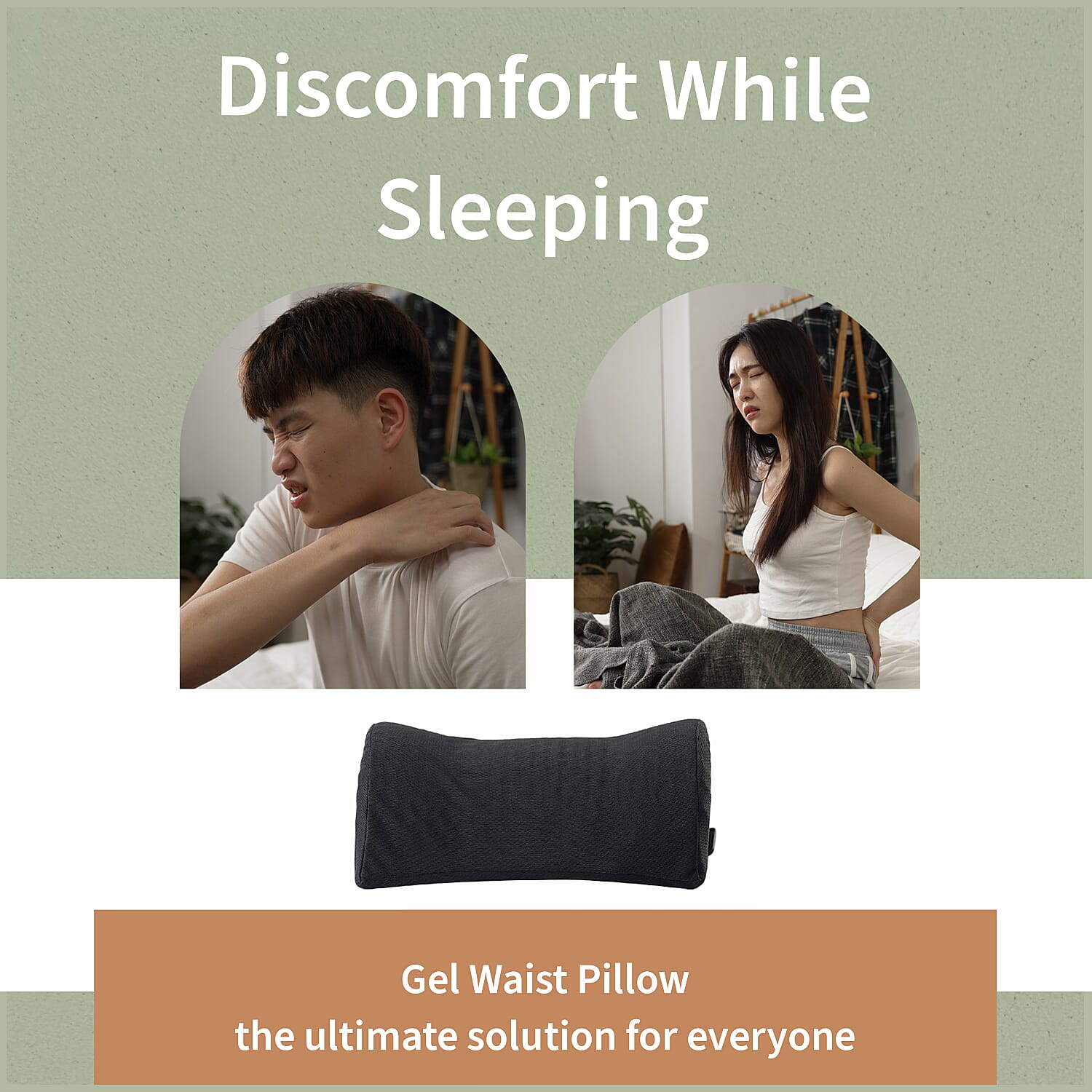 Homesmart Gel Back Support Pillow (Size S,26x16x9 cm) - Black