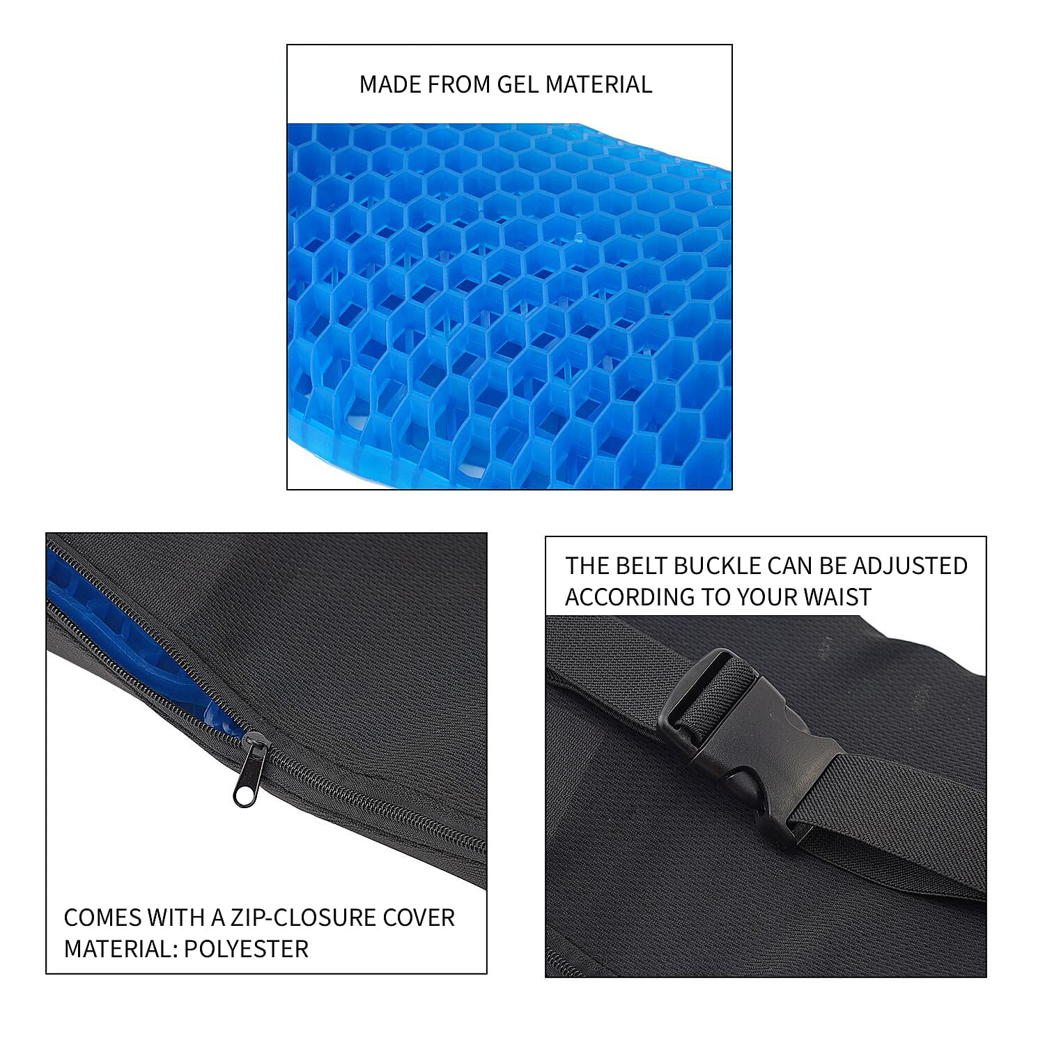 Homesmart Gel Back Support Pillow (Size S,26x16x9 cm) - Black