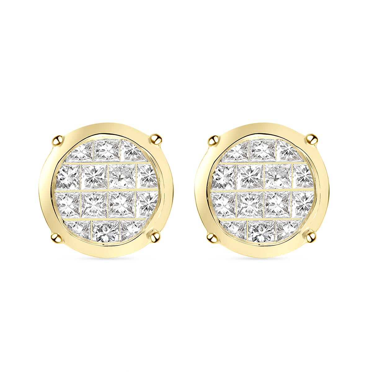 ILIANA 18K Yellow Gold IGI Certified Diamond (SI-G-H) Stud Earrings (with Screw Back) 1.00 Ct.