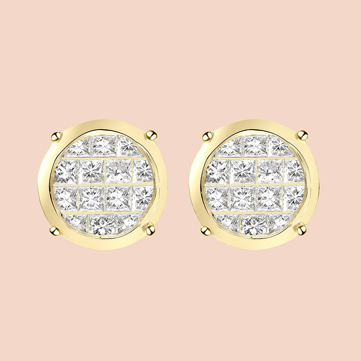 ILIANA 18K Yellow Gold IGI Certified Diamond (SI-G-H) Stud Earrings (with Screw Back) 1.00 Ct.
