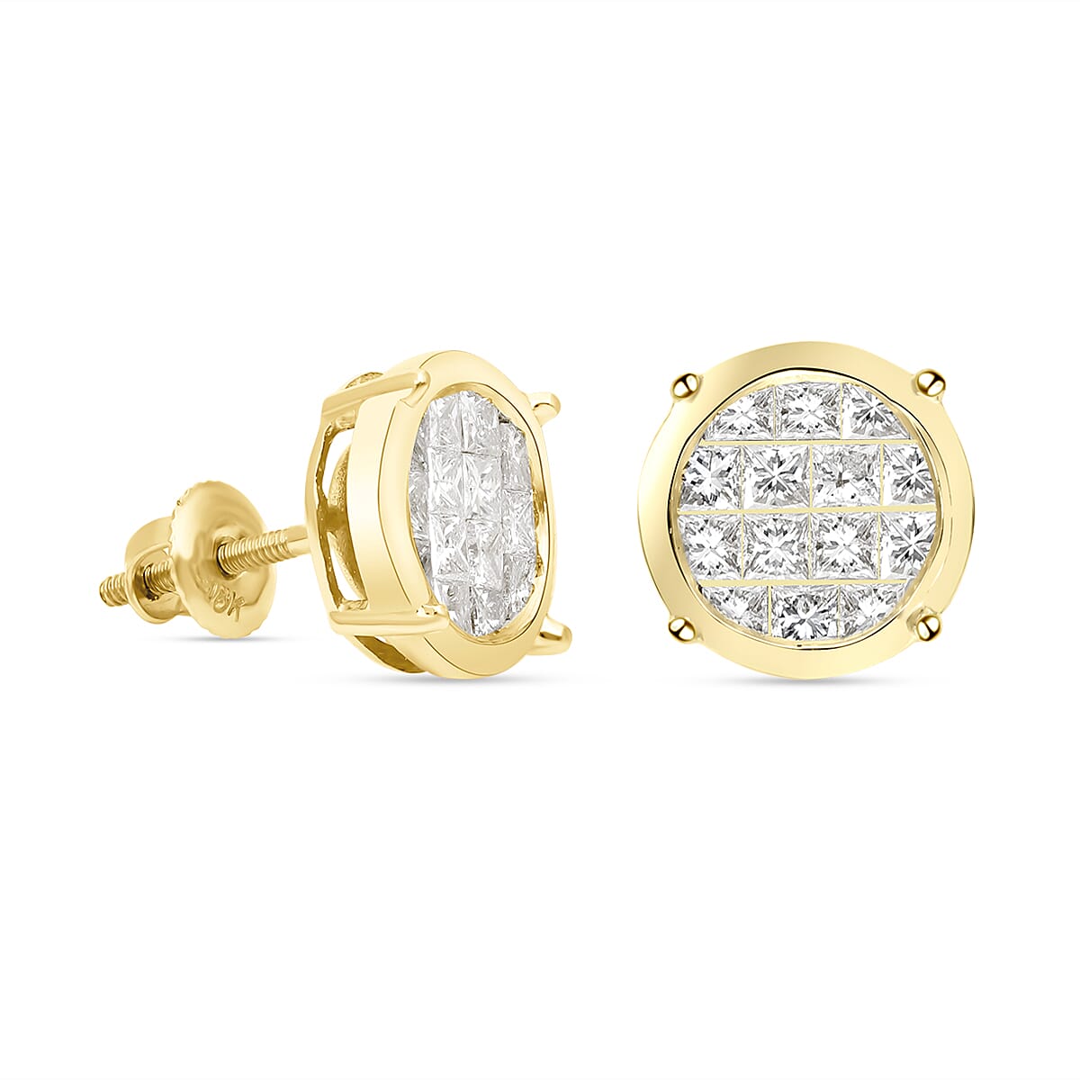 ILIANA 18K Yellow Gold IGI Certified Diamond (SI-G-H) Stud Earrings (with Screw Back) 1.00 Ct.