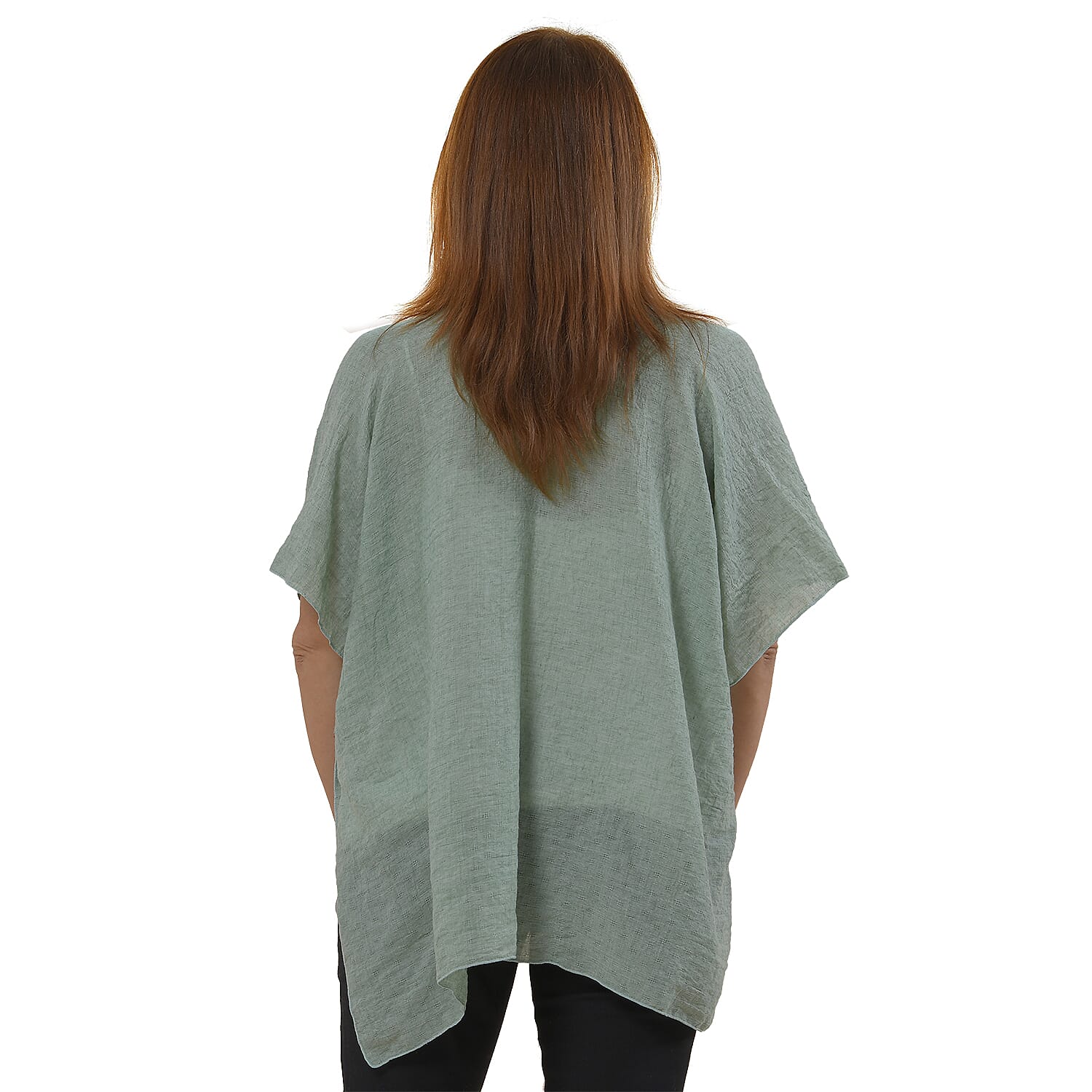 Tamsy Floral Embroidery Kimono (One Size) - Cyan