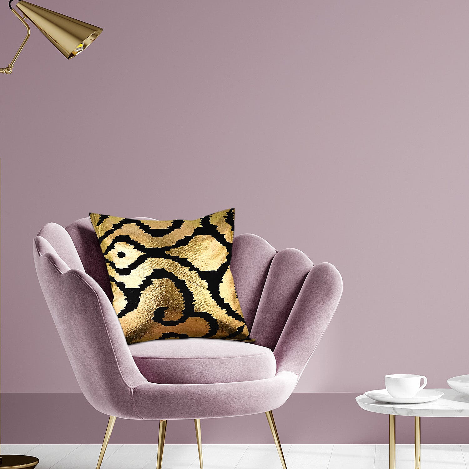 TJC Essentials Velvet Leaf Cushion Cover (Size 45x1 cm) - Blue & Blue