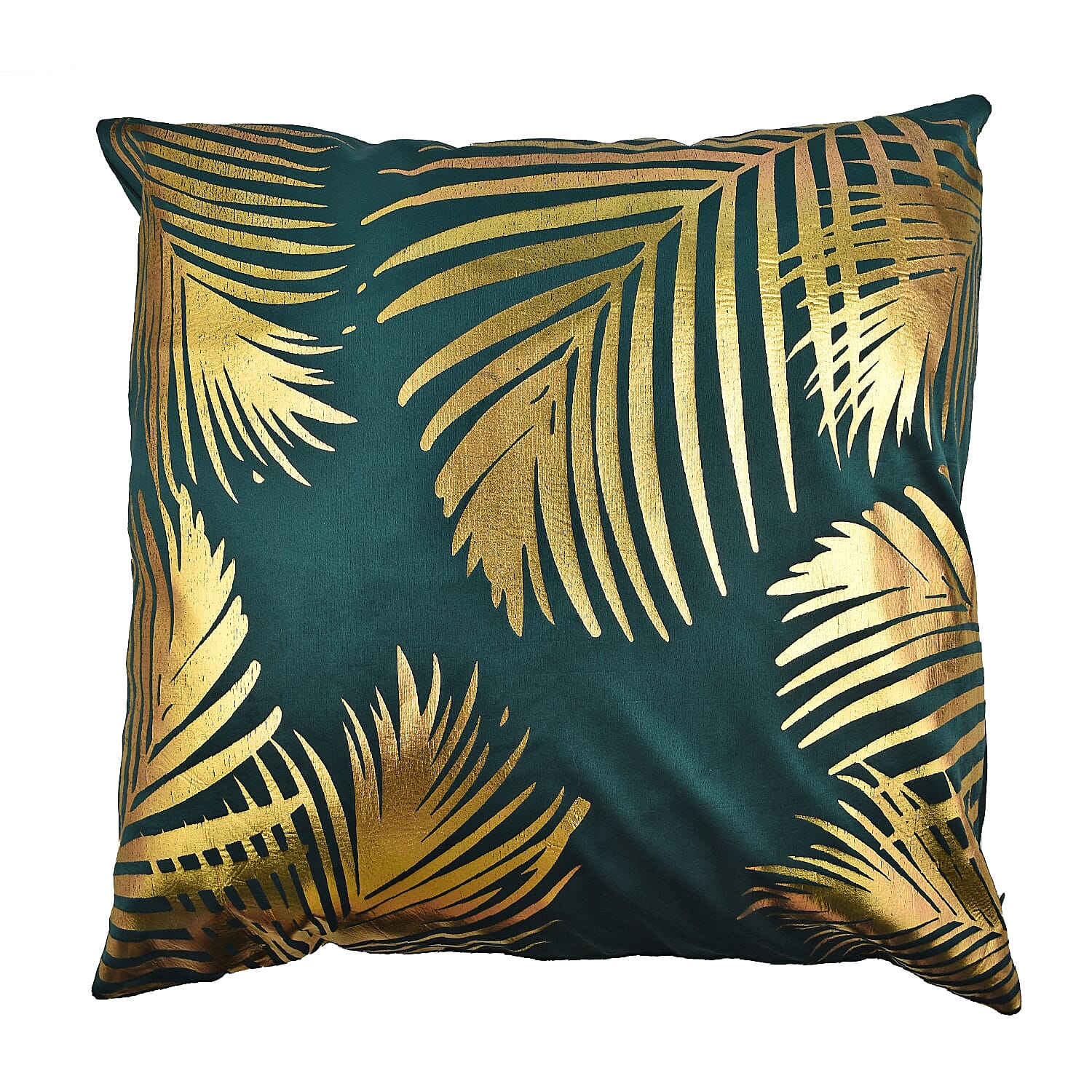 Set of 2 - Dutch Velvet Tropical Leaf Pattern Cushion Cover (Size 45 cm) - Green and Gold