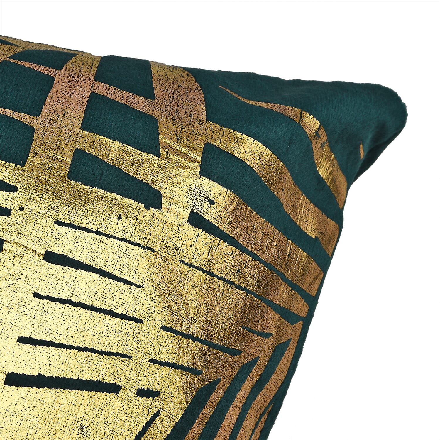 Set of 2 - Dutch Velvet Tropical Leaf Pattern Cushion Cover (Size 45 cm) - Green and Gold