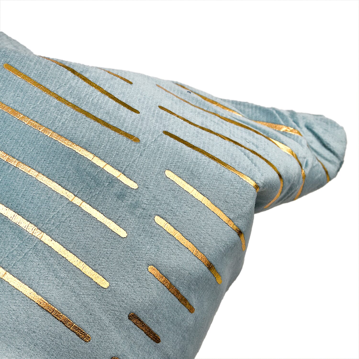 Set of 2 - Dutch Velvet Triangle Pattern Cushion Cover (Size 45 cm) - Aqua and Gold