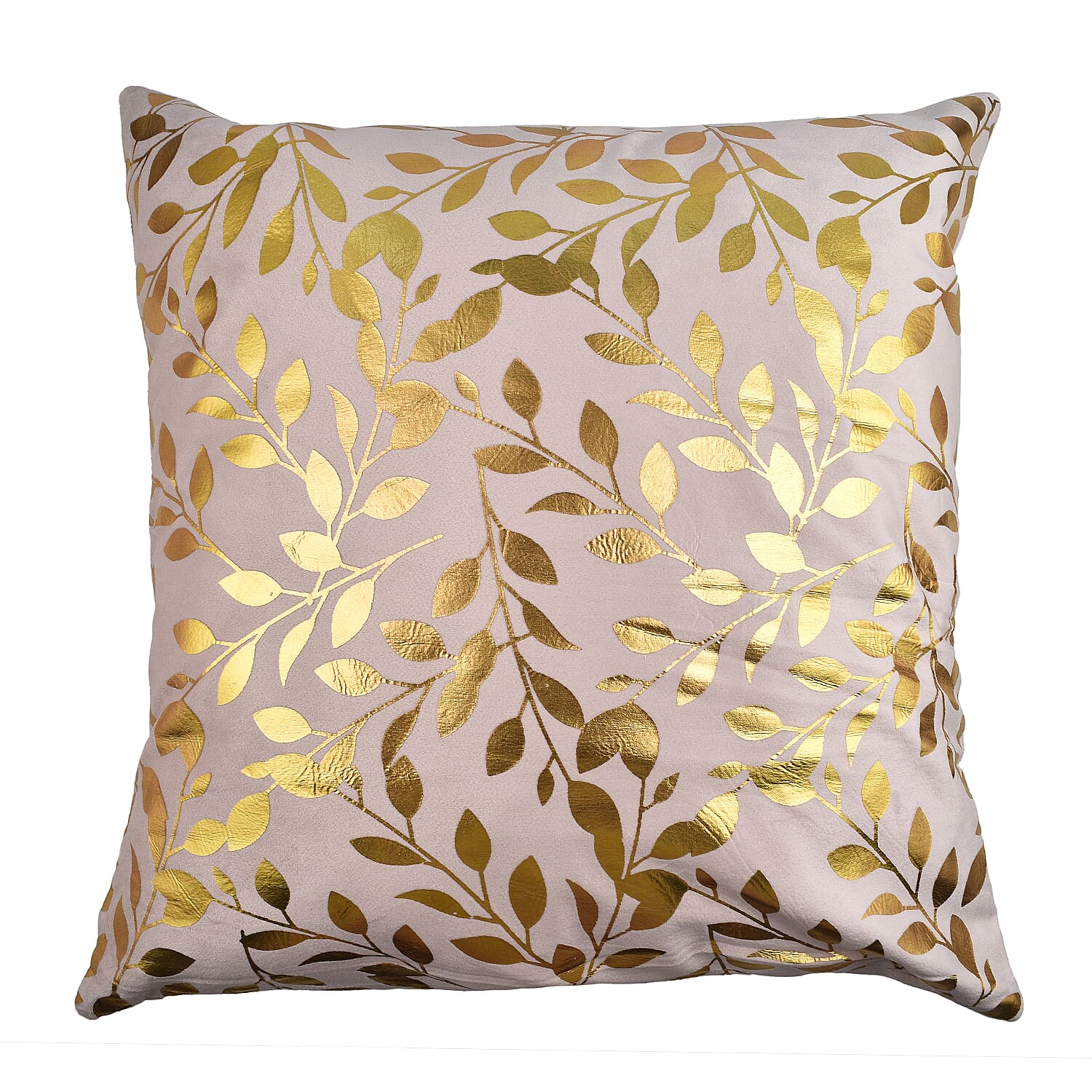 Set of 2 - Dutch Velvet Small Leaves Pattern Cushion Cover (Size 45 cm)  - Pink and Gold