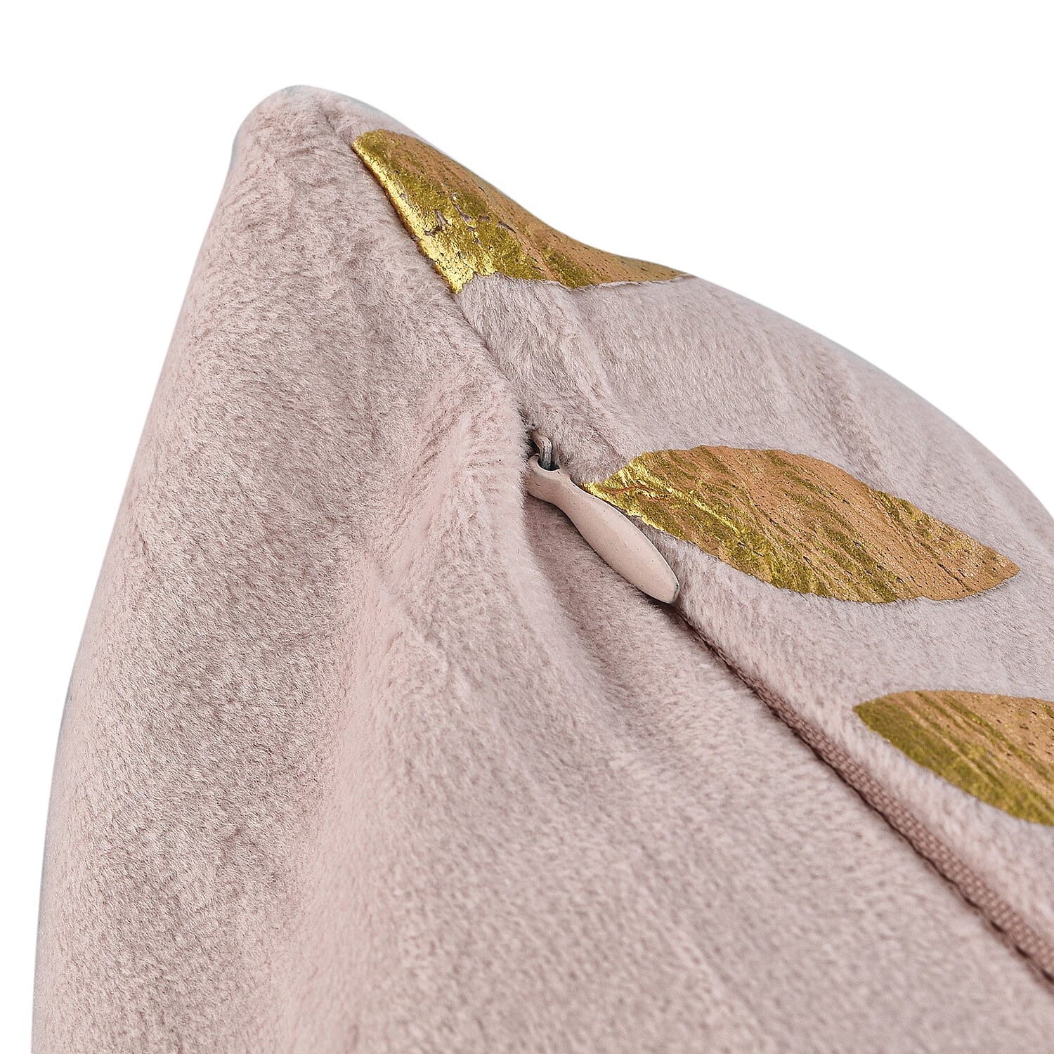 Set of 2 - Dutch Velvet Small Leaves Pattern Cushion Cover (Size 45 cm)  - Pink and Gold