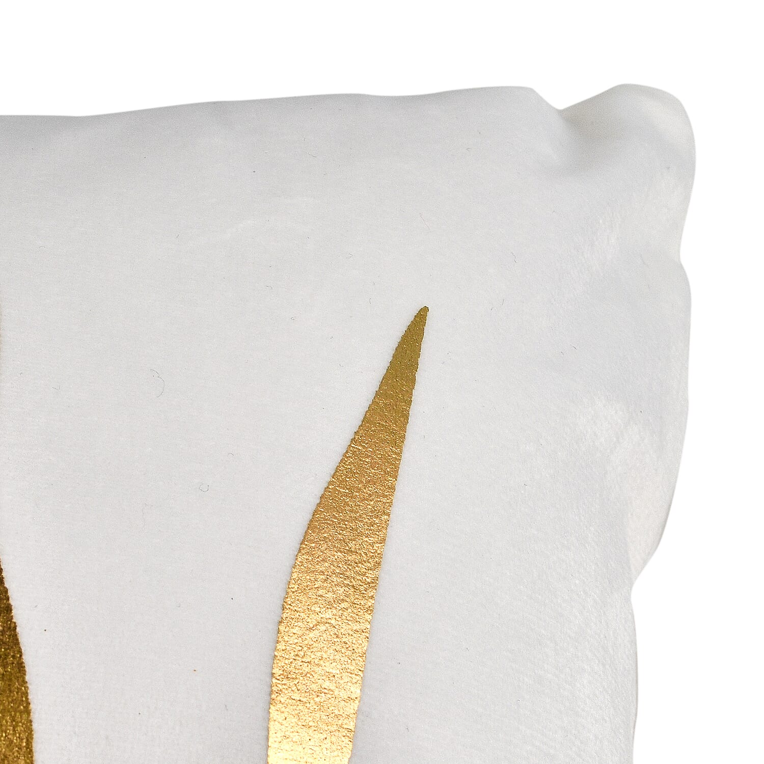 Set of 2 - Dutch Velvet Leaves Pattern Cushion Cover (Size 45 cm) - White and Gold