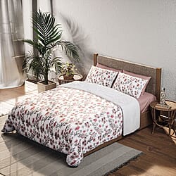 Set of 3 - Polyester Microfiber Stripe Comforter (Size 200x200 cm) and Pillowcase (Size 75x50x2 cm) - White