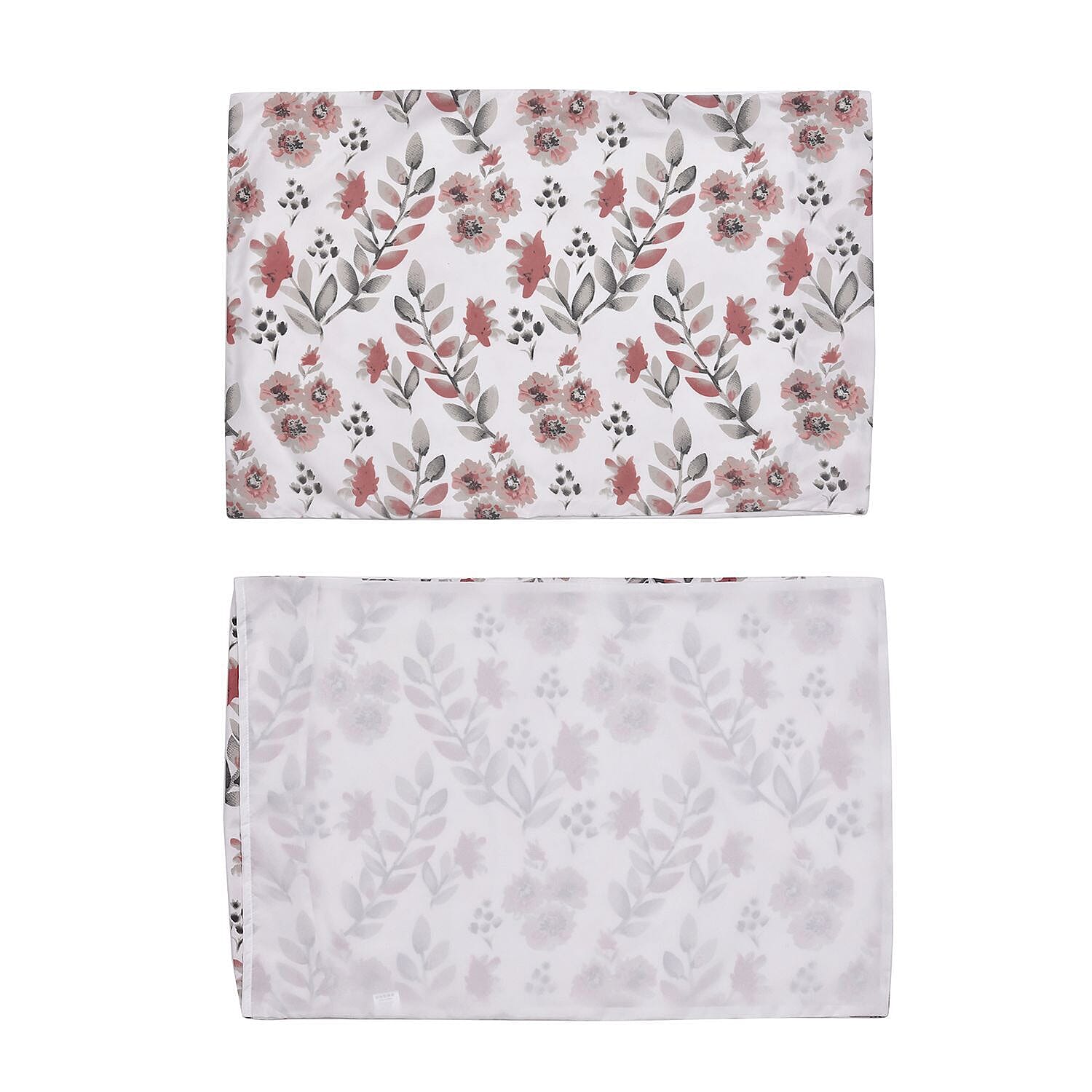 Set of 3 - Polyester Microfiber Stripe Comforter (Size 200x200 cm) and Pillowcase (Size 75x50x2 cm) - White