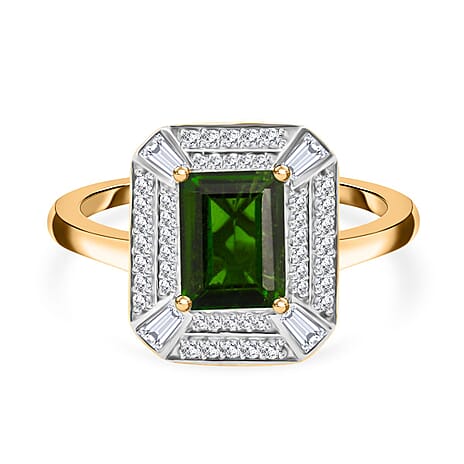 D'Joy Natural Chrome Diopside & Natural Zircon Ring Sterling Silver 2.38 Ct.