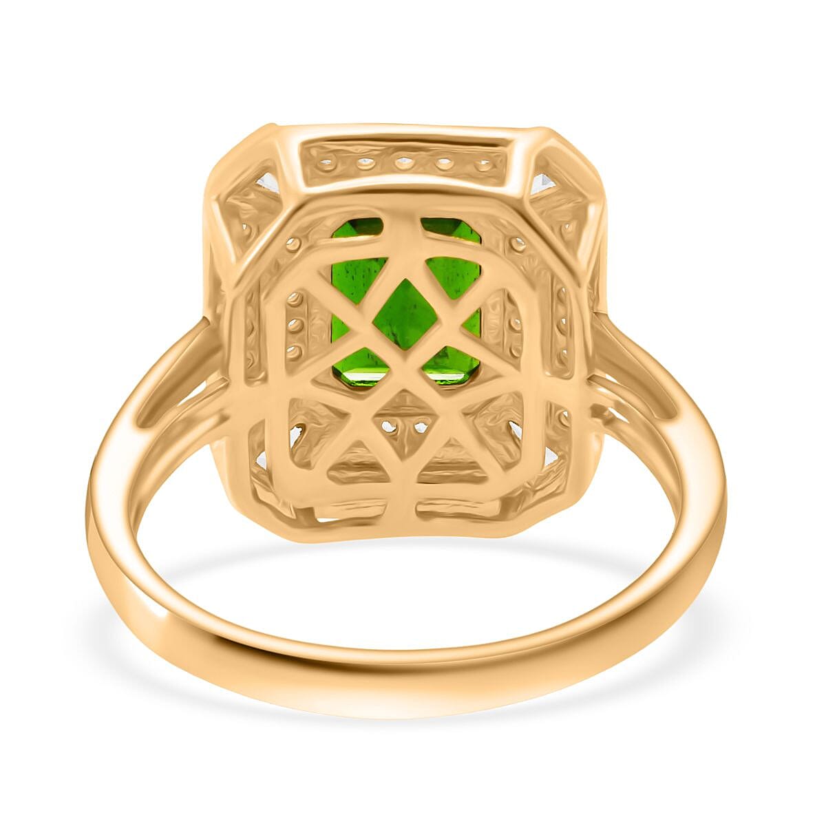 D'Joy Natural Chrome Diopside & Natural Zircon Ring Sterling Silver 2.38 Ct.