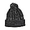 Thomas Calvi Acrylic Cable Bobble Winter Hat- Dark Grey