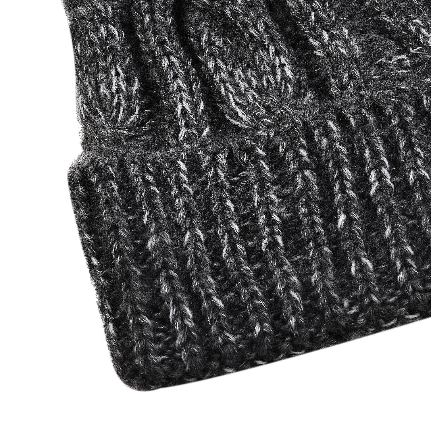 Thomas Calvi Acrylic Cable Bobble Winter Hat- Dark Grey