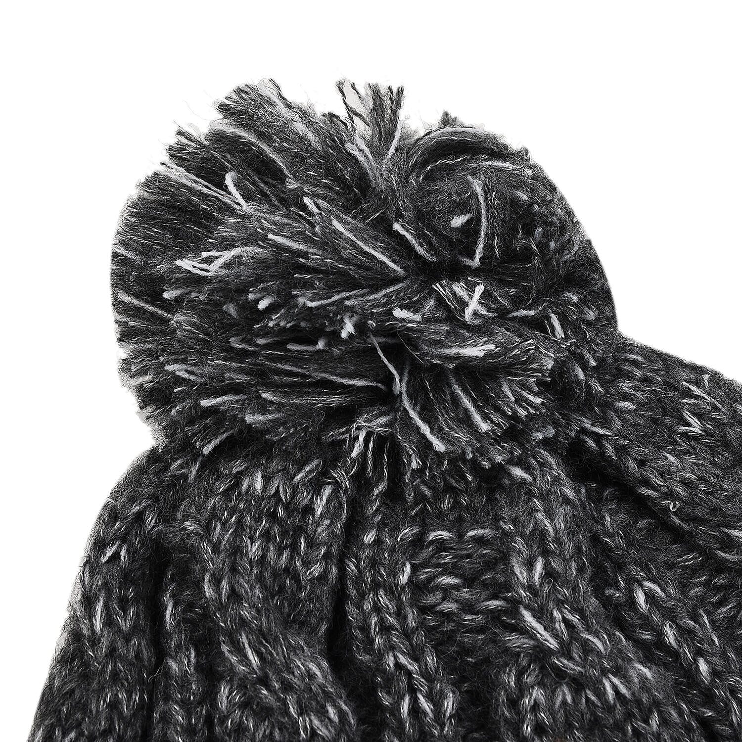 Thomas Calvi Acrylic Cable Bobble Winter Hat- Dark Grey