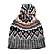 Thomas Calvi Fair Isle Knitted Bobble Winter Hat - Grey