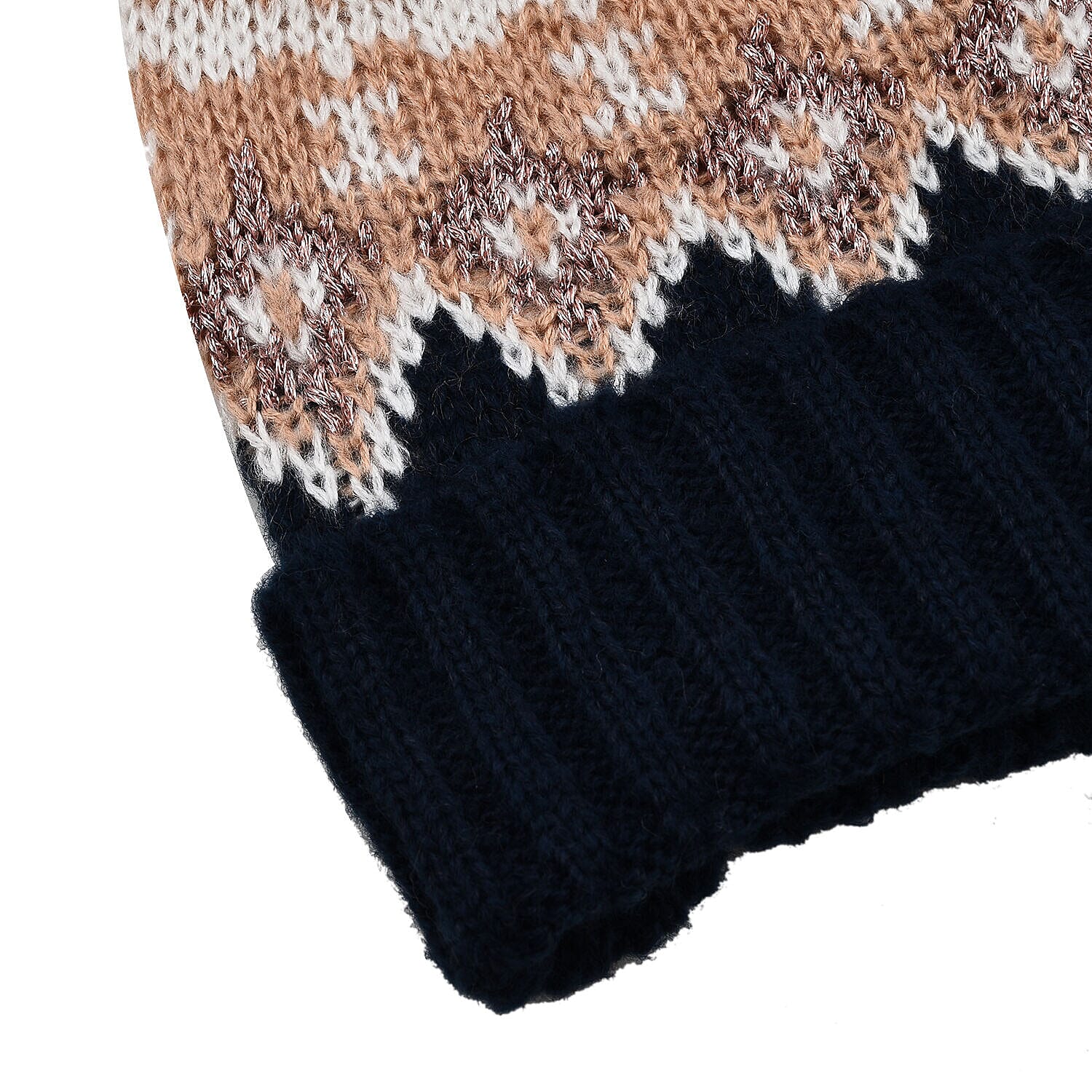 Thomas Calvi Fair Isle Knitted Bobble Winter Hat - Blue