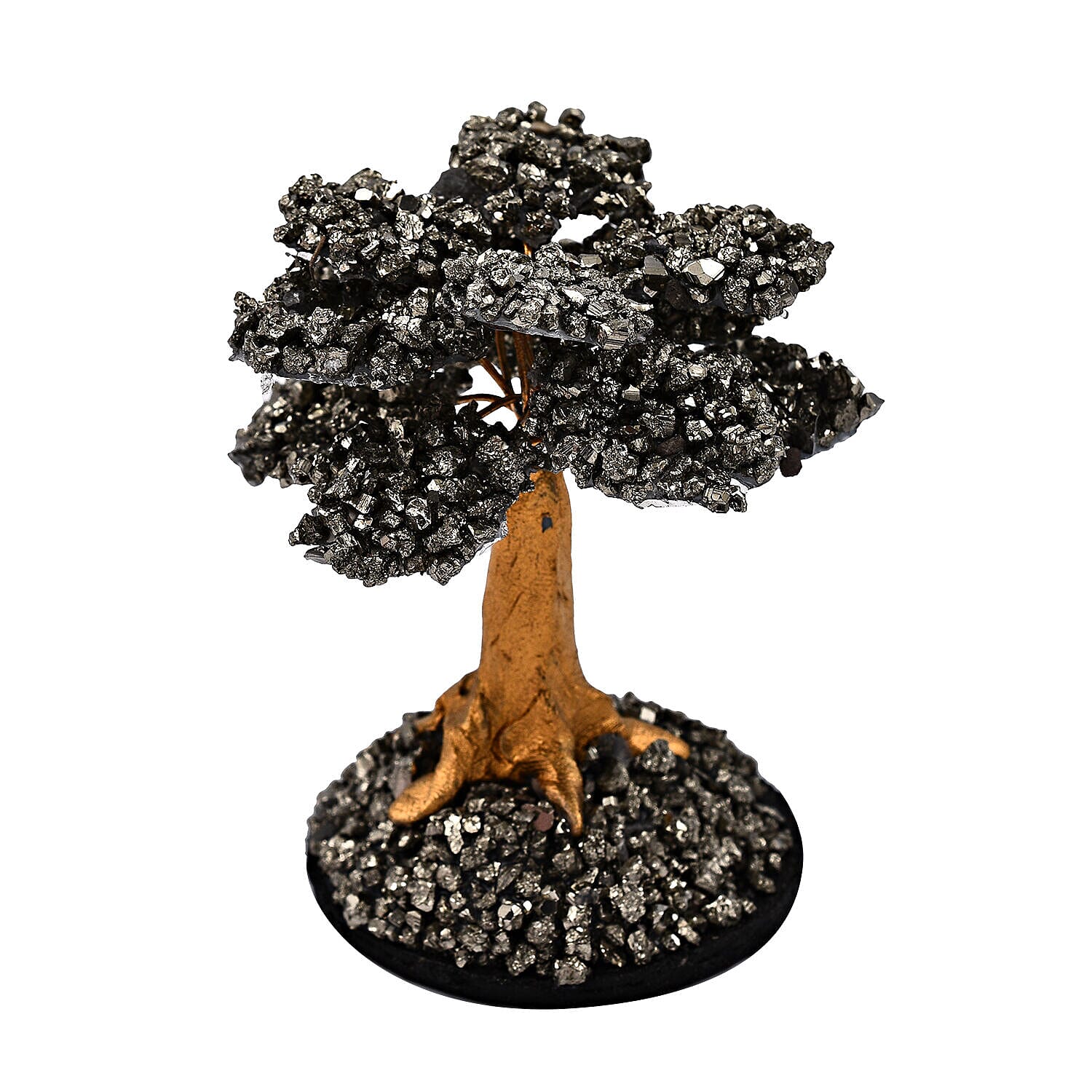 Gem Treasure From Peru- Handcrafted Pyrite Stones  Tree Decor (2.3-2.7 inches)
