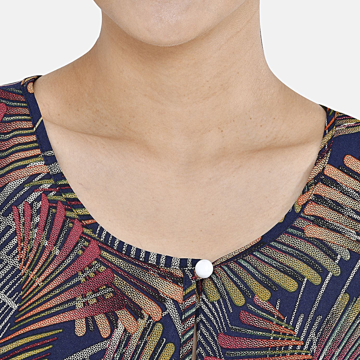 Close Out - TAMSY 100% Viscose Maxi Kaftan Dress (One Size, Fit 8-20 ) - Black and Multi