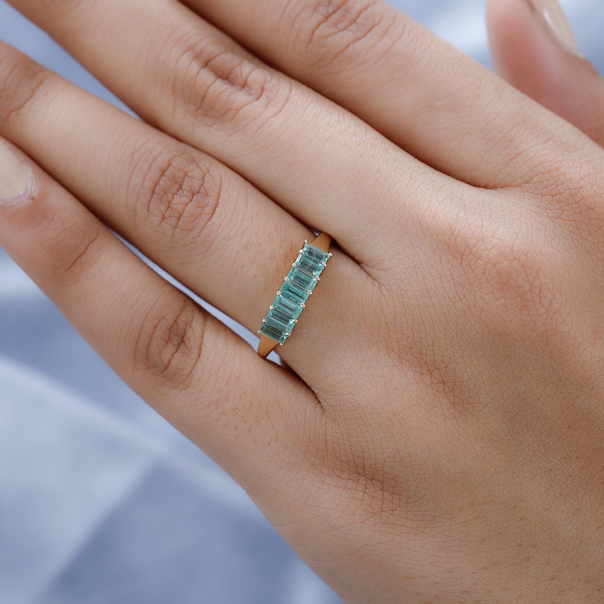 9K Yellow Gold Premium Emerald Band Ring