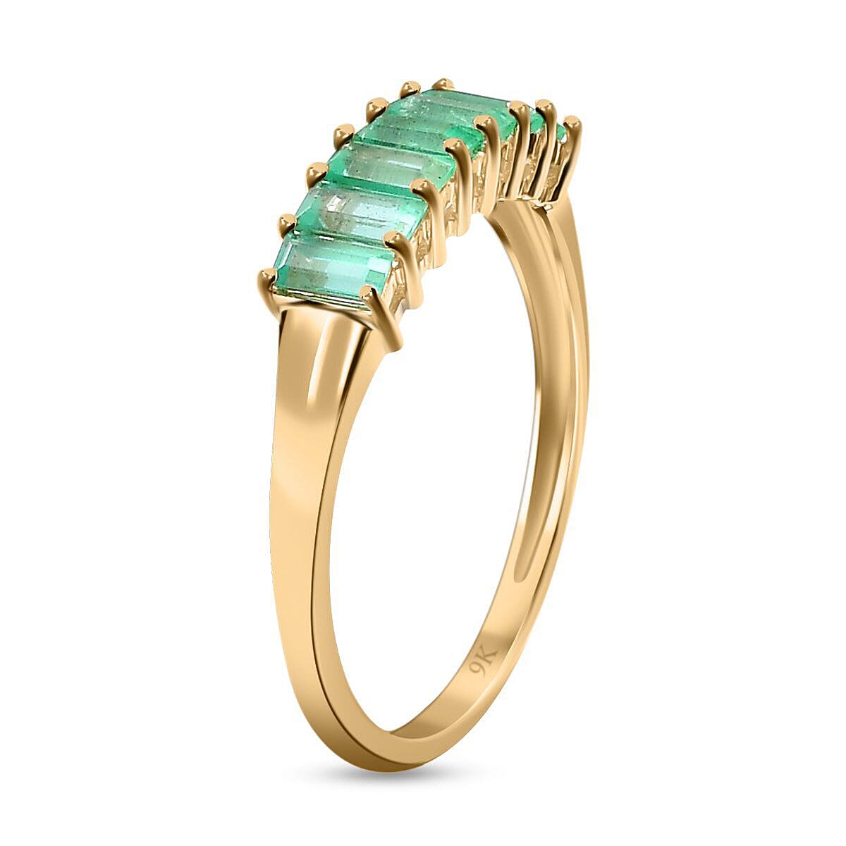 9K Yellow Gold Premium Emerald Band Ring