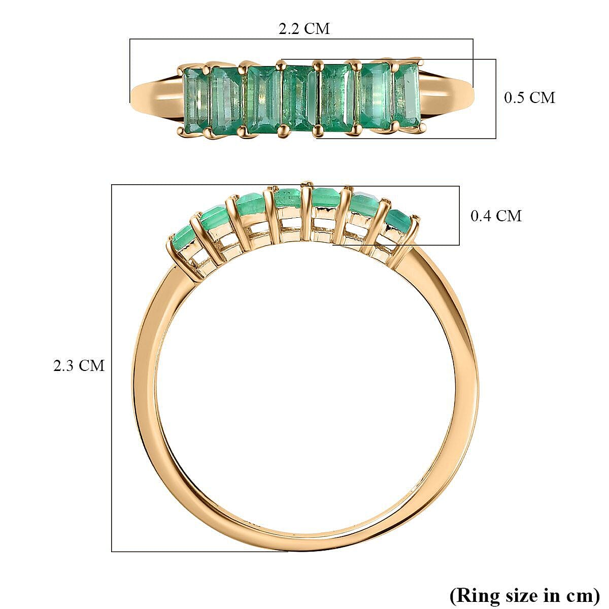 9K Yellow Gold Premium Emerald Band Ring