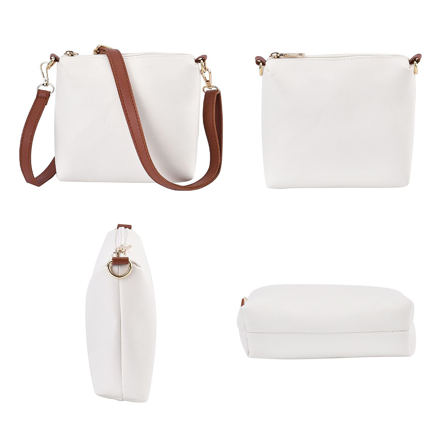 Set of 4 - Tote Bag, Crossbody Bag, Clutch Bag & Wallet - White