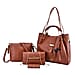 One Time Close Out Deal- Set of 4 - Tote Bag with Handle Drop, Card Holder, Crossbody and Clutch Bag with Long Strap - Tan